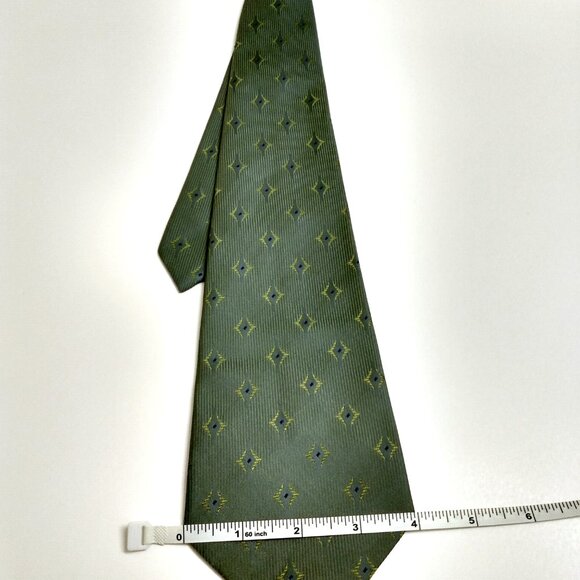 Vintage Green Clip On NeckTie Gino Fellini Struser MCM 60s 70s Retro Tie - Picture 8 of 9